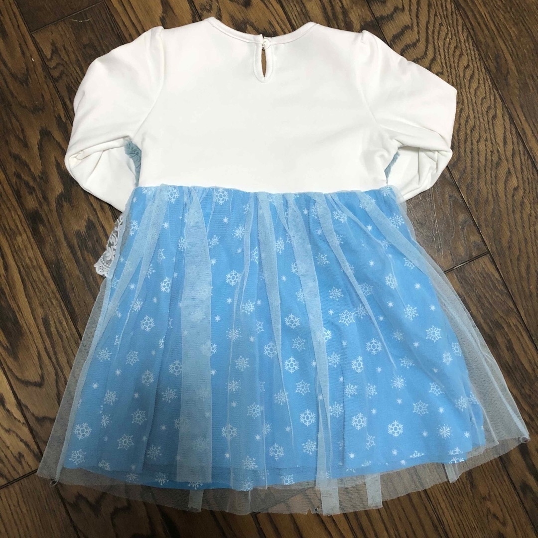 アナ雪風 ワンピース　ファー襟付き キッズ/ベビー/マタニティのキッズ服女の子用(90cm~)(ワンピース)の商品写真