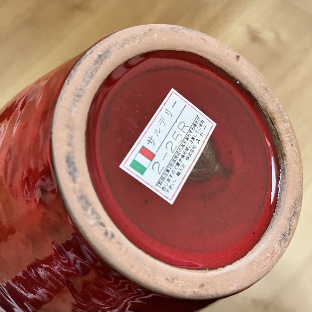 新品未使用　イタリア　花瓶　赤　サルデリー