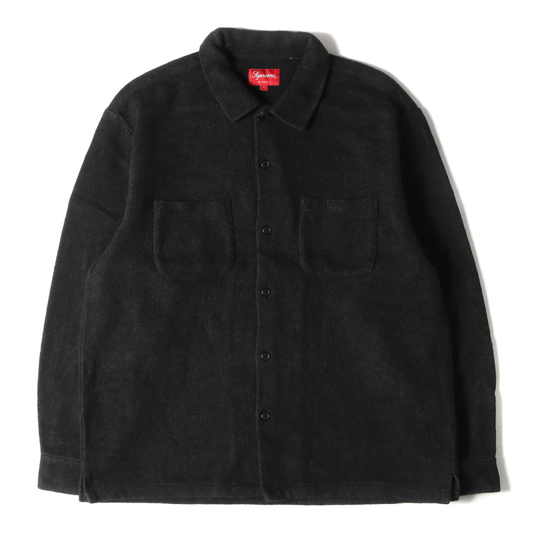 Supreme シュプリーム シャツ サイズ:L 22AW ブラッシュド ツイル ヘビー フランネル 長袖 シャツ Brushed Flannel Twill Shirt ブラック 黒 トップス カジュアルシャツ 【メンズ】【美品】