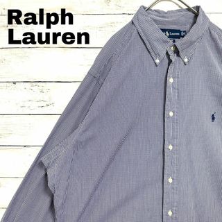 ラルフローレン(Ralph Lauren)の47W ラルフローレン BD長袖シャツ ギンガムチェック ポニー刺繍メンズ古着(シャツ)