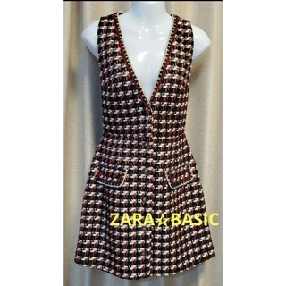 ザラ(ZARA)のZARA BASIC ジャンパースカート(赤×黒×白×紺×ゴールド)XS(その他)