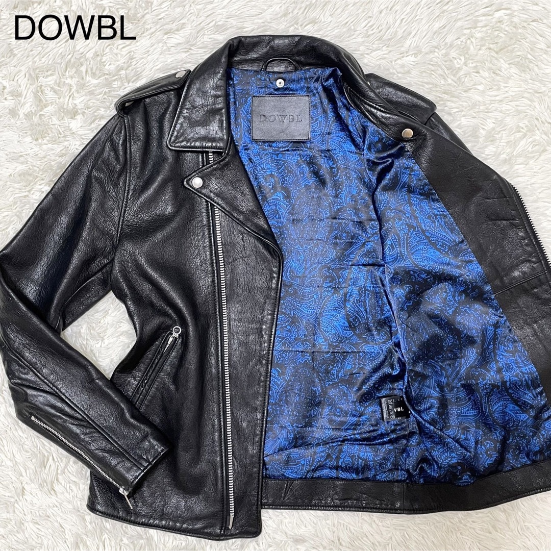 DOWBL - DOWBL【美品】ライダースジャケット ダブル 黒 青 46 M