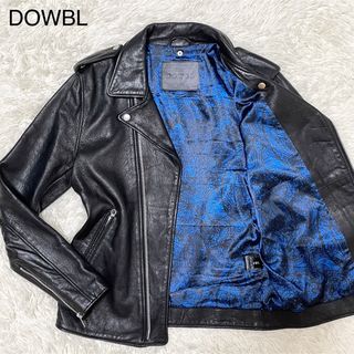 ダブル(DOWBL)のDOWBL【美品】ライダースジャケット ダブル 黒 青 46 M位 メンズ(ライダースジャケット)