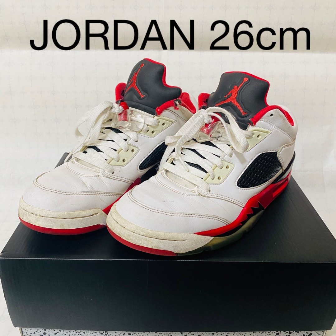 貴重　AIR JORDAN 5 RETRO LOW ホワイトレッドブラック26㎝