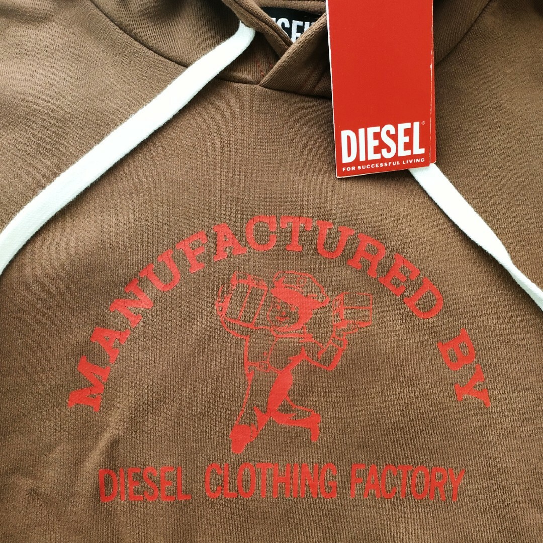 【新品/未使用/タグ付】DIESEL ロゴプリント　プルオーバーパーカー　黒