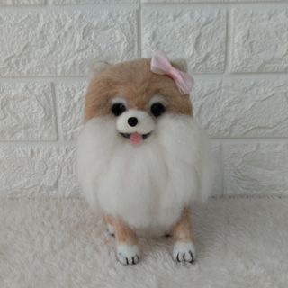 羊毛フェルト　犬　ポメラニアン　ハンドメイド(ぬいぐるみ)