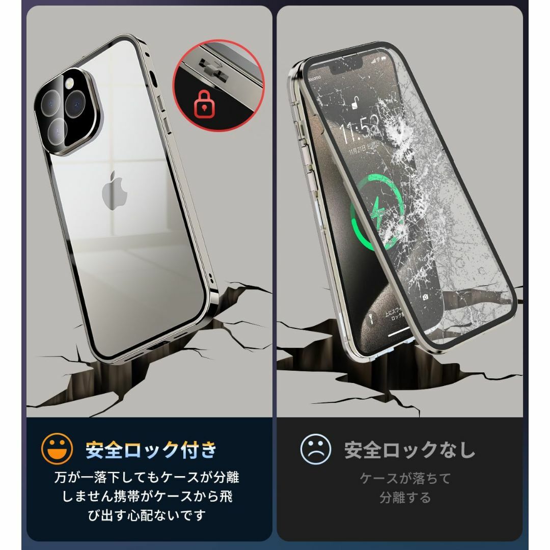 【色:グレー_サイズ:iPhone 15 Pro Max】【ロック機能付き・自動 2
