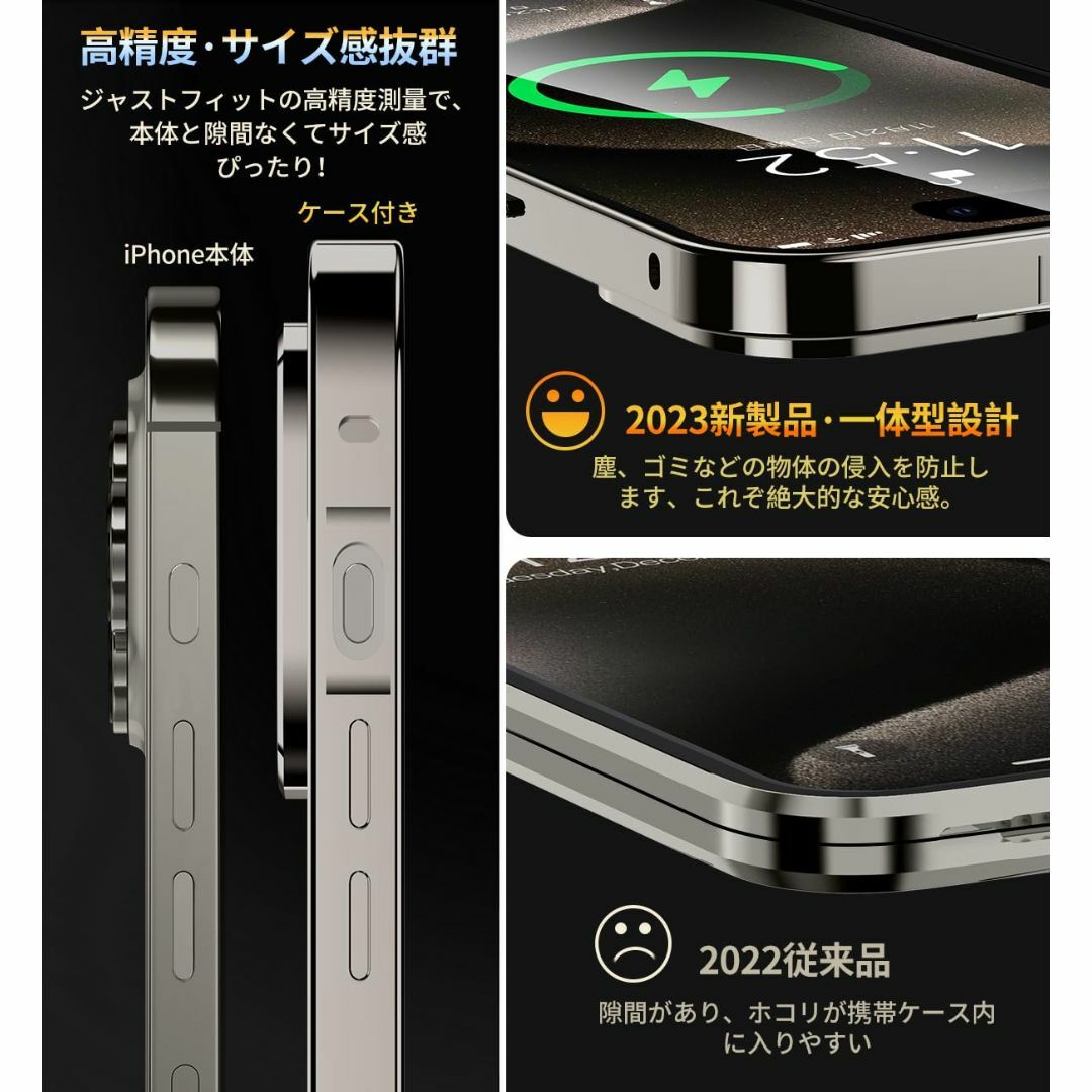 【色:グレー_サイズ:iPhone 15 Pro Max】【ロック機能付き・自動 5