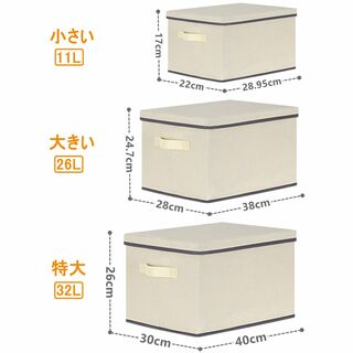 色: ベージュ】GhvyenntteS 収納ボックス ふた付き 大容量 収納ボの ...