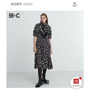 ユニクロ(UNIQLO)の【新品未着タグ付】UNIQLO　C　バルーンスリーブワンピースL(ロングワンピース/マキシワンピース)