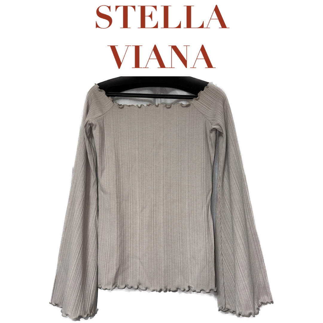 ALEXIA STAM(アリシアスタン)の【新品】 STELLA VIANA リブ編みフレアスリーブトップス　トップス レディースのトップス(カットソー(長袖/七分))の商品写真