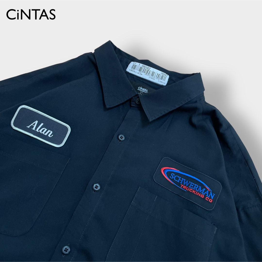 CINTAS ワークシャツ 長袖 ワッペン 3XL ビッグサイズ 企業ロゴ 古着 メンズのトップス(シャツ)の商品写真