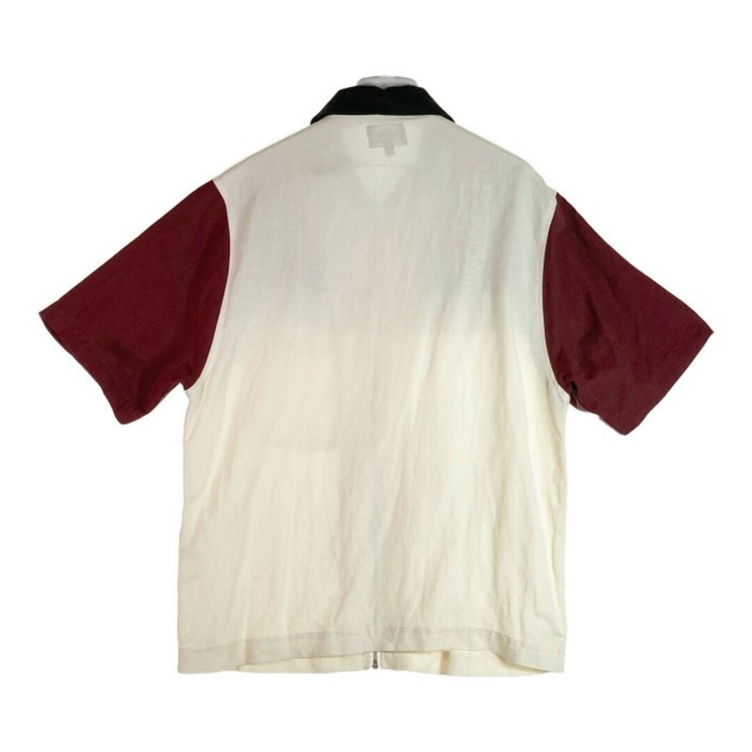 ★STUSSY ステューシー COLOR BLOCK ZIP WORK SHIRT カラーブロック ジップアップ ワークシャツ ベリーレッド/アイボリー sizeM