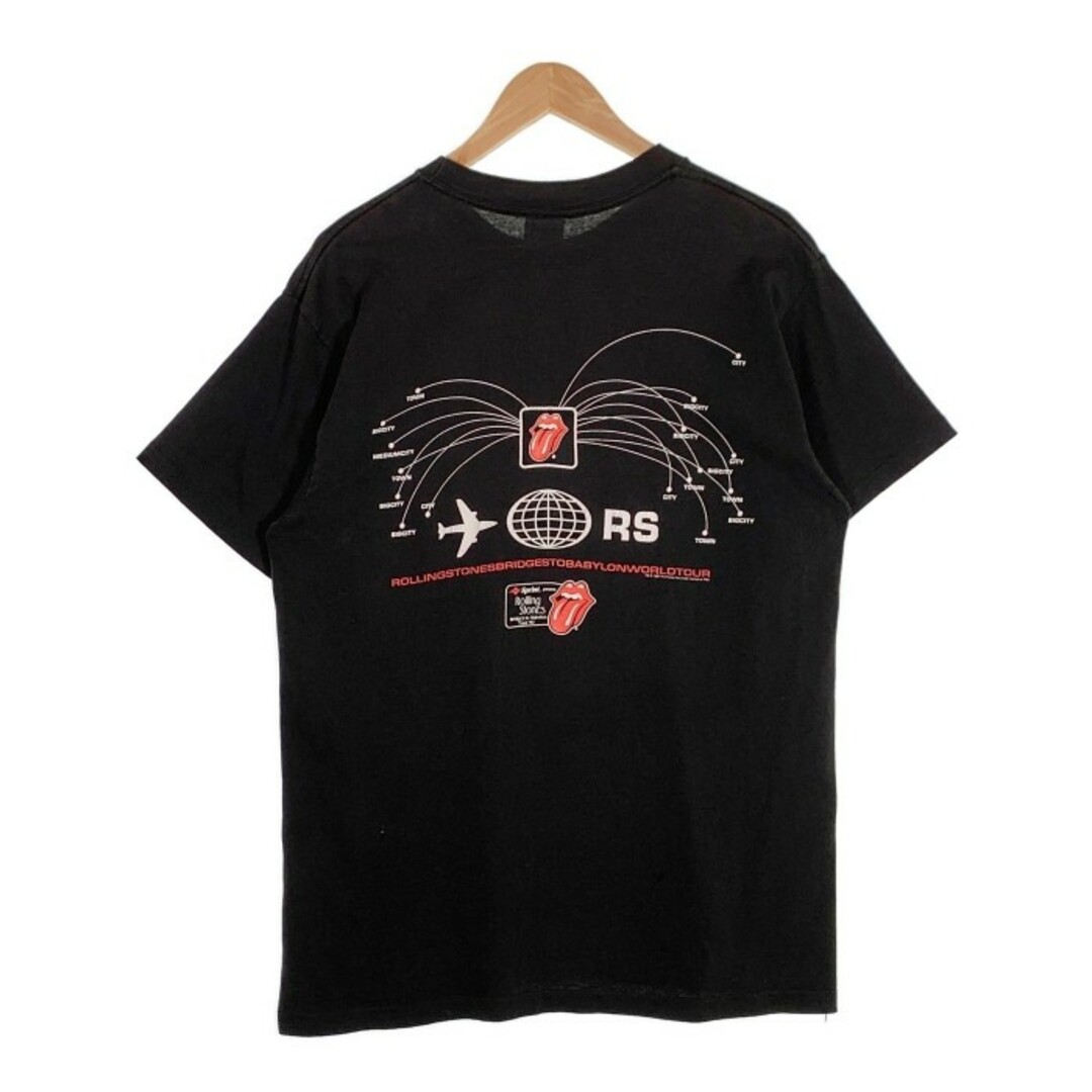 90's Rolling Stones ローリングストーンズ World Tour プリントTシャツ 両面 袖裾シングル anvil  1997コピーライト ブラック Size L