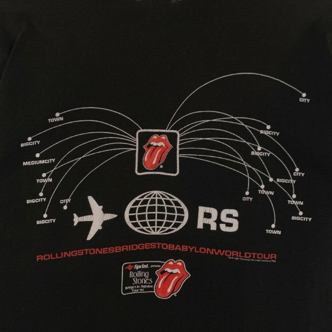 90's Rolling Stones ローリングストーンズ World Tour プリントTシャツ 両面 袖裾シングル anvil  1997コピーライト ブラック Size L