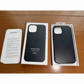 アップル(Apple)のiPhone13 mini レザーケース　ミッドナイト　黒　純正(iPhoneケース)