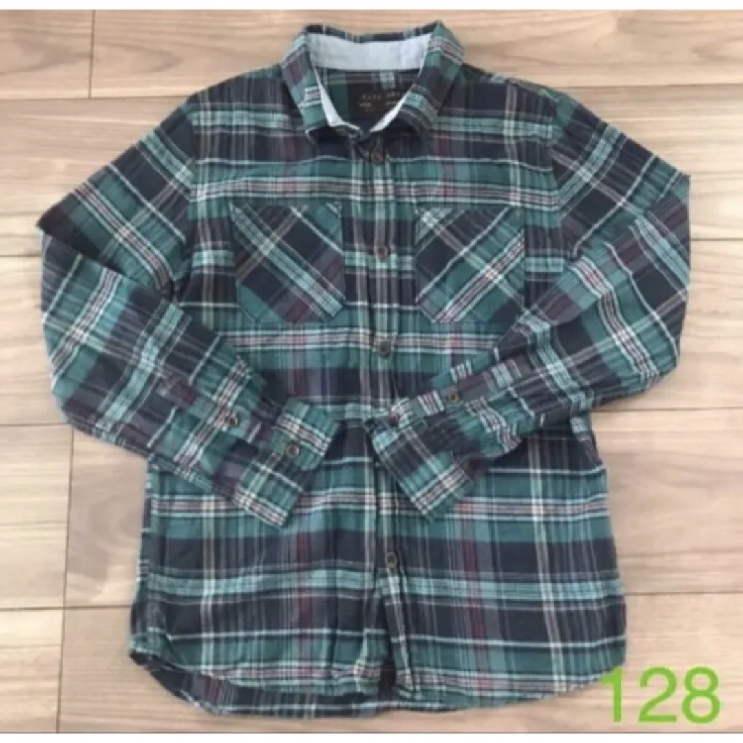 ZARA KIDS(ザラキッズ)のZARA  キッズ　チェック　長袖　シャツ　ネルシャツ　128  美品 キッズ/ベビー/マタニティのキッズ服男の子用(90cm~)(ブラウス)の商品写真