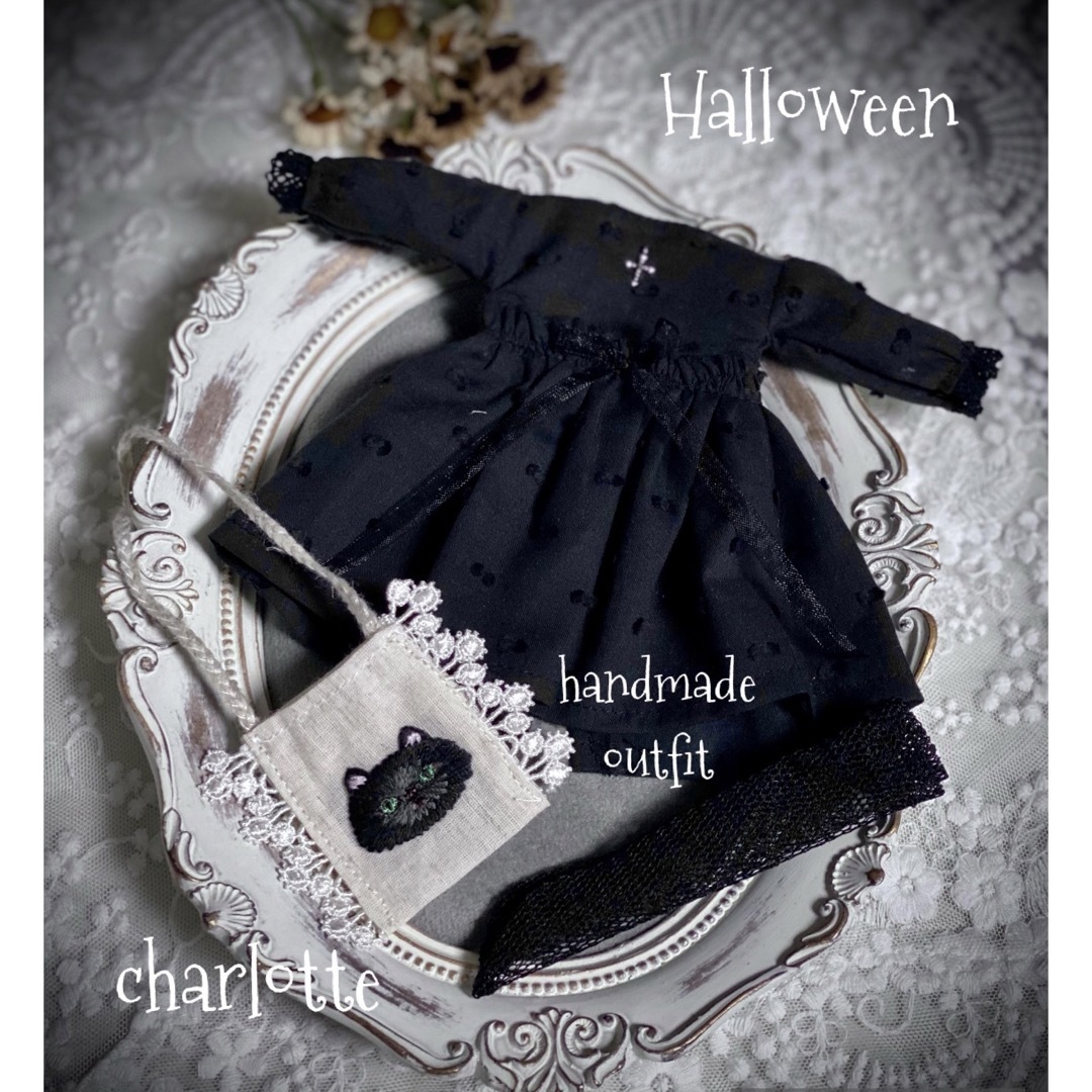 ブライスアウトフィットHalloween猫耳セット＊charlotte＊最終 ハンドメイドのぬいぐるみ/人形(人形)の商品写真