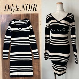 デイライルノアール(Delyle NOIR)のDelyle NOIR♡ランダムボーダー　リブニットタイトワンピース(ミニワンピース)