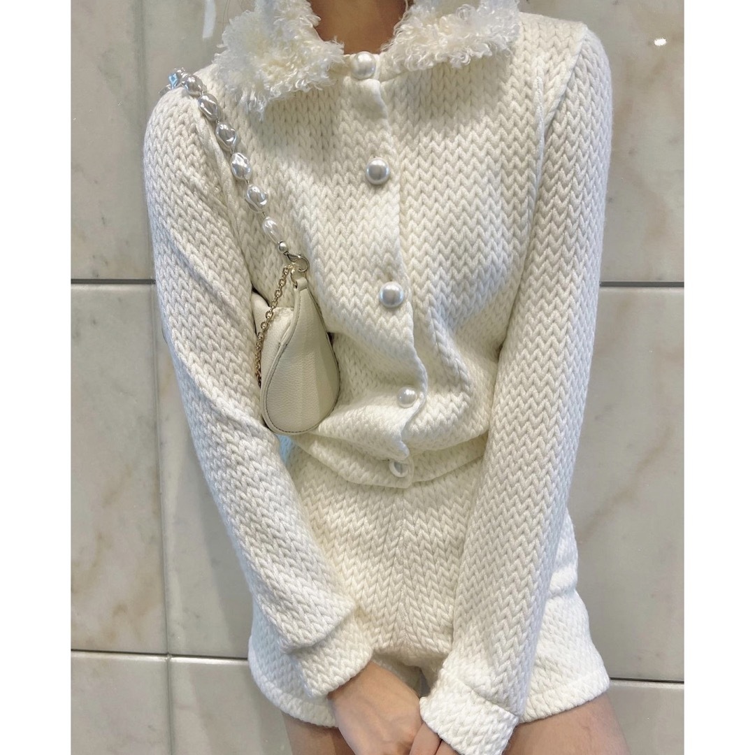 epine poodle fur Pearl knit cardigan 1