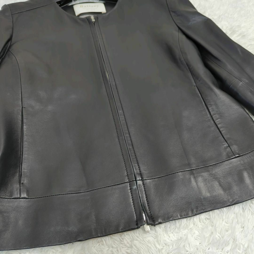 Ballsey(ボールジィ)の未使用級美品✨Ballsey 羊革ノーカラーレザージャケット 36 黒 ジップ レディースのジャケット/アウター(ノーカラージャケット)の商品写真