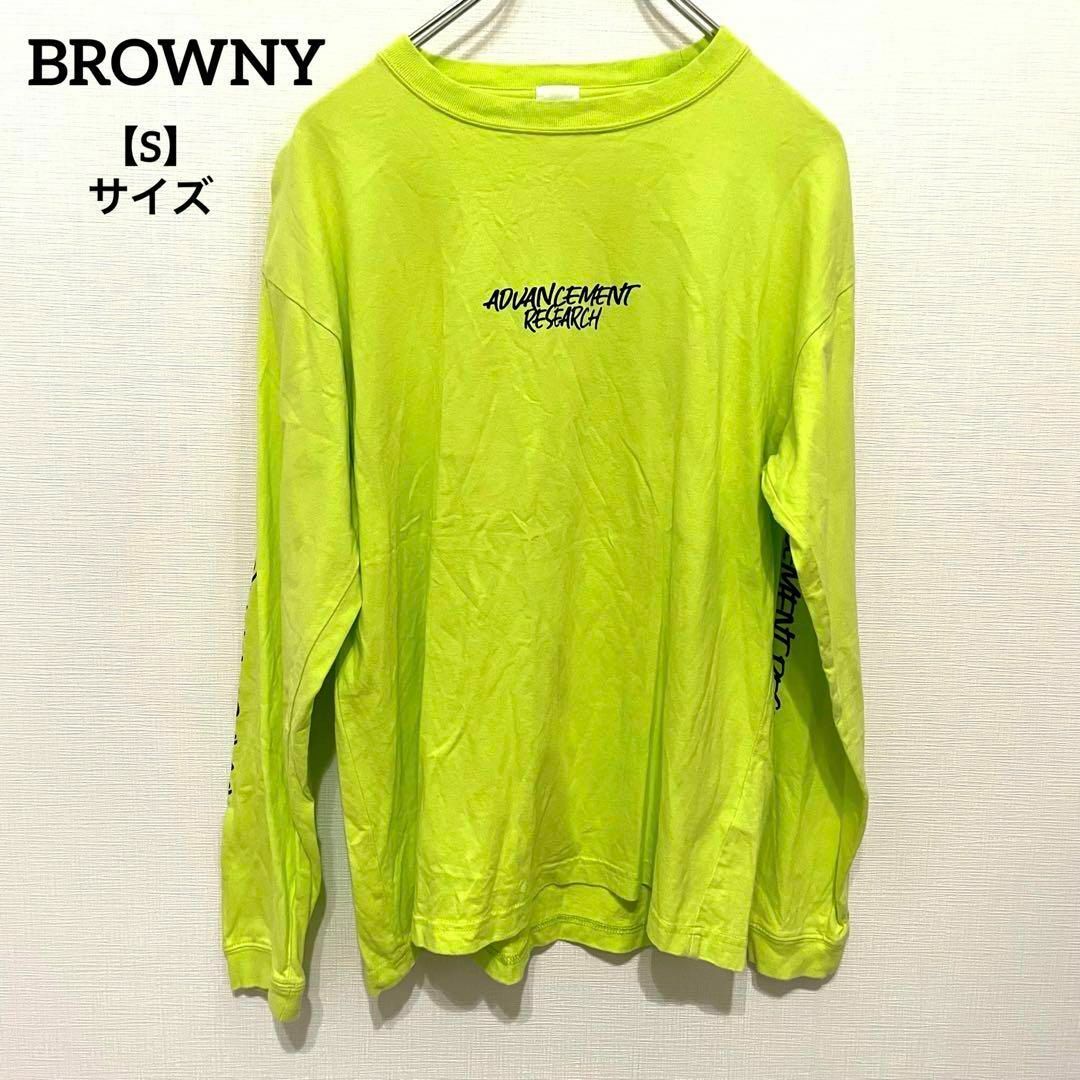 Brownie(ブラウニー)のK664 BROWNY ブラウニー Tシャツ 長袖 トップス プリント 黄緑 S レディースのトップス(Tシャツ(長袖/七分))の商品写真