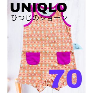 ユニクロ(UNIQLO)のひつじのショーンタンクトップロンパース★UNIQLO☆ユニクロ(ロンパース)