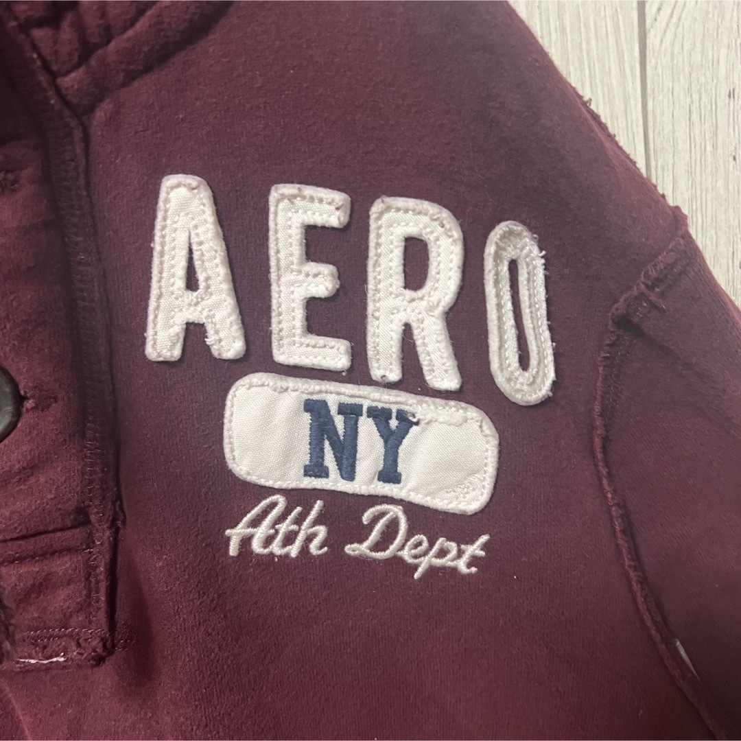 AEROPOSTALE(エアロポステール)のAEROPOSTALE パーカー XS 90s ワッペンロゴ 古着  ボタン メンズのトップス(パーカー)の商品写真