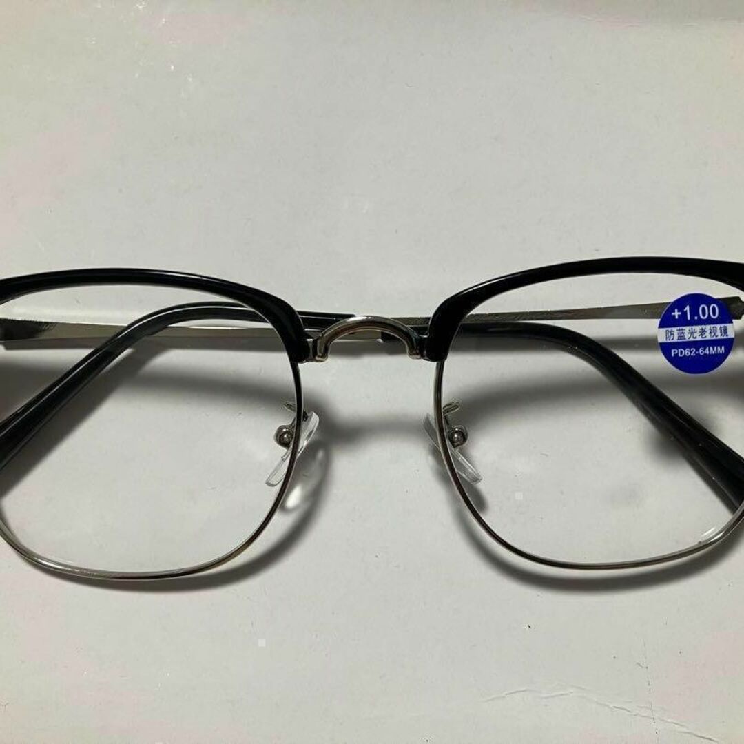 Import & Select(インポートアンドセレクト)の老眼鏡リーディンググラスシニアグラスブルーライトカット黒シルバーメガネ +2.0 メンズのファッション小物(サングラス/メガネ)の商品写真