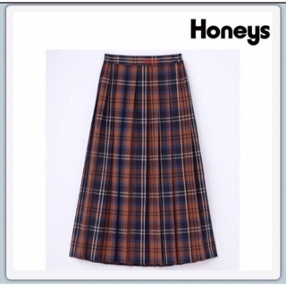 ハニーズ(HONEYS)の【Honeys】ハニーズ ロングプリーツスカート / L〈オレンジチェック〉新品(ロングスカート)