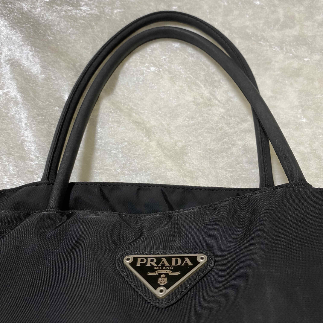 PRADA - 【美品】PRADA ハンドバッグ 白タグ A4 黒 2室 三角ロゴ ...