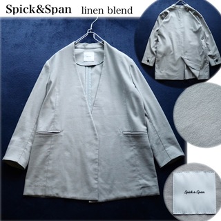 スピックアンドスパン(Spick & Span)のSpick&Span コットンリネン ノーカラージャケット ゆったり 36(ノーカラージャケット)