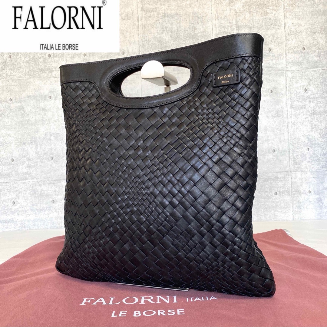 FALORNI - 【美品】FALORNI イントレチャート ブラック ラムレザー A4