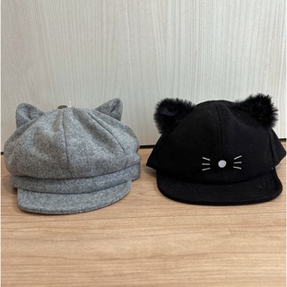 シマムラ(しまむら)のねこ耳　キャップ　帽子　2個セット　ベビー　ネコ　猫耳　まとめ売り(帽子)