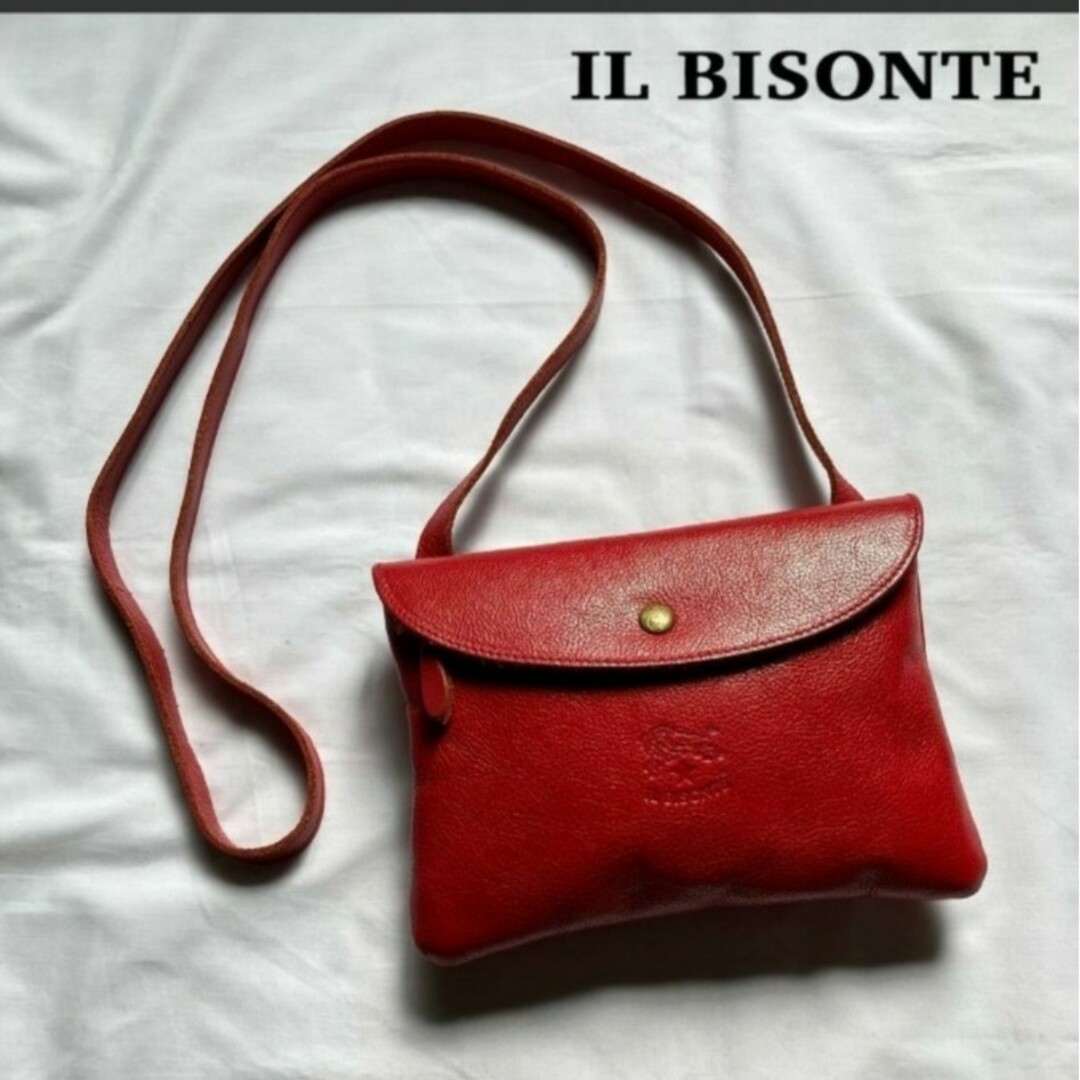 IL BISONTE - 美品 高級感 イルビゾンテ ショルダーバッグ レッド 赤