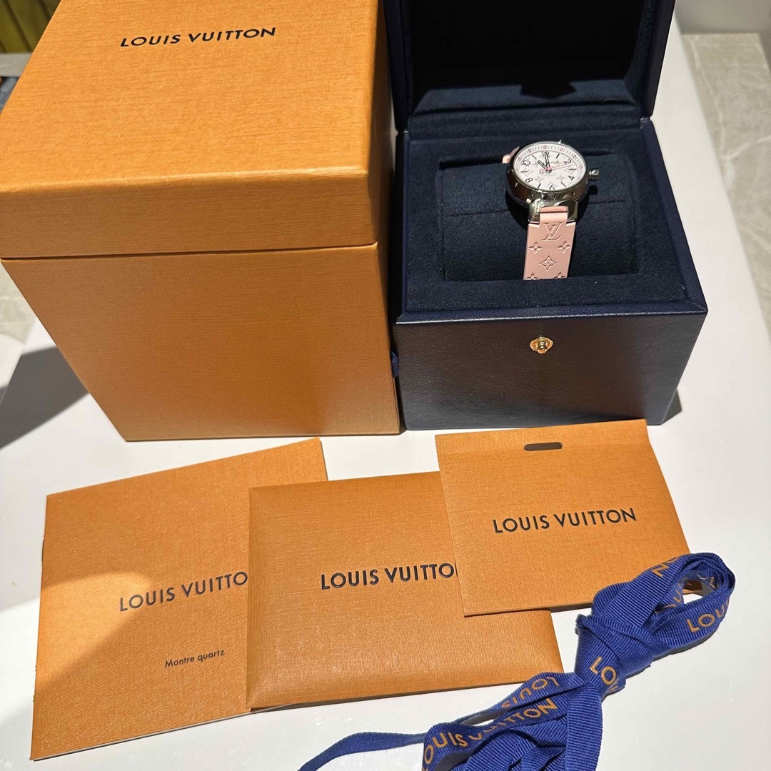 【美品】ルイヴィトン 腕時計 タンブールPM 革ベルト モノグラム