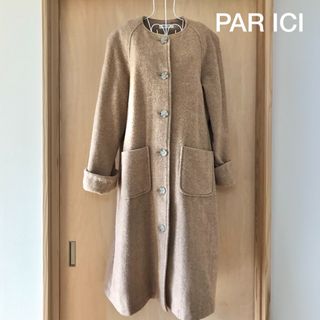 パーリッシィ(PAR ICI)のPAR ICI ロングコート　ノーカラーコート　ベージュ　パーリッシィ(ロングコート)