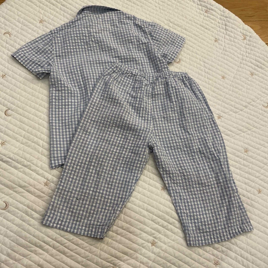 MUJI (無印良品)(ムジルシリョウヒン)の無印　パジャマ　100〜110 水色　ギンガムチェック キッズ/ベビー/マタニティのキッズ服女の子用(90cm~)(パジャマ)の商品写真