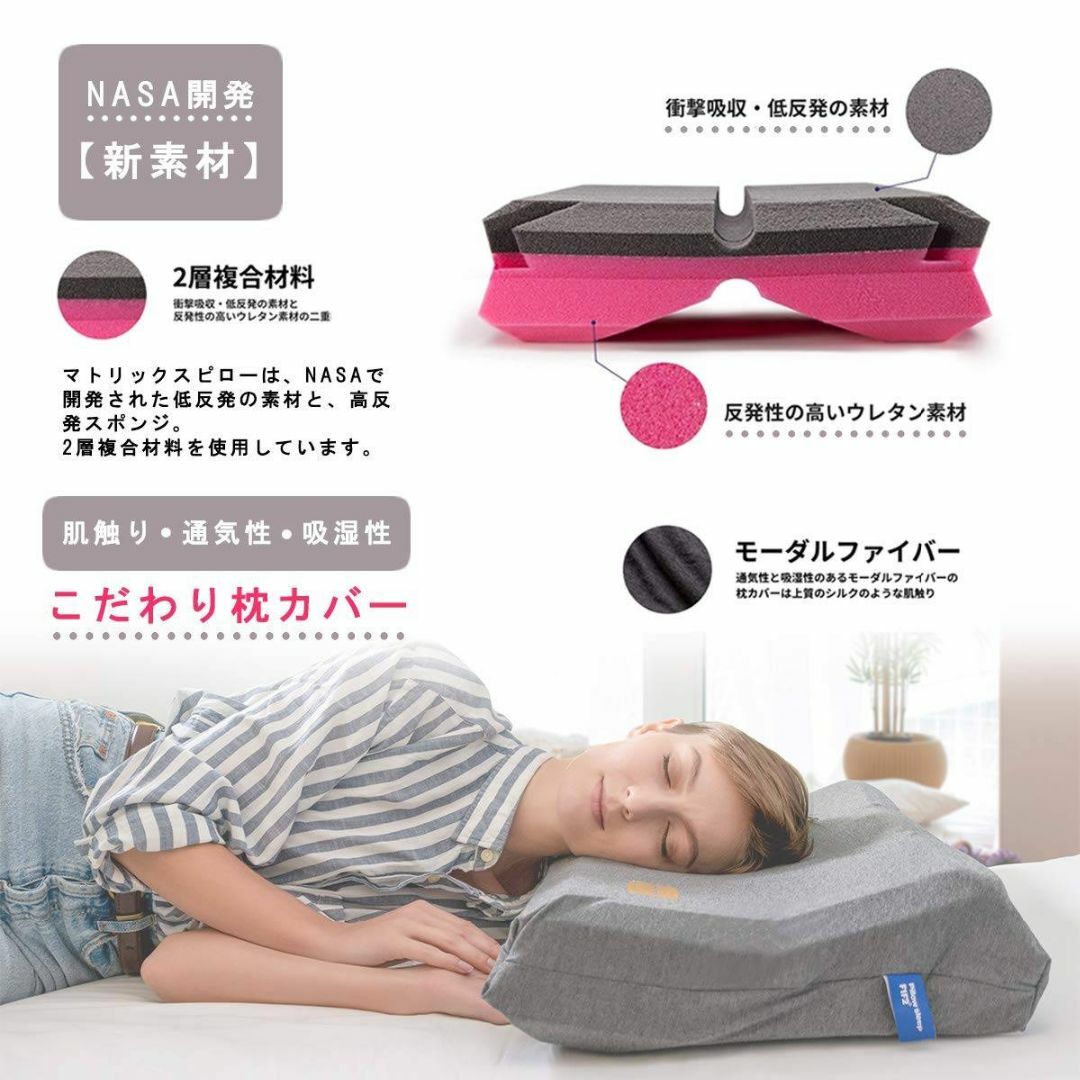 理想的な寝姿勢を促す枕カバー付き枕