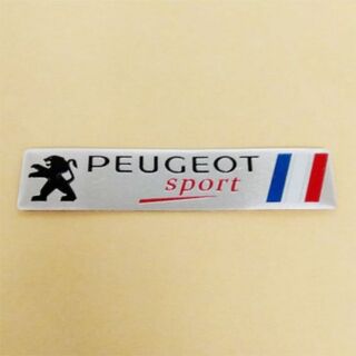 プジョー(Peugeot)のPEUGEOT プジョー　アルミニウムステッカー　シルバー　1枚(車外アクセサリ)