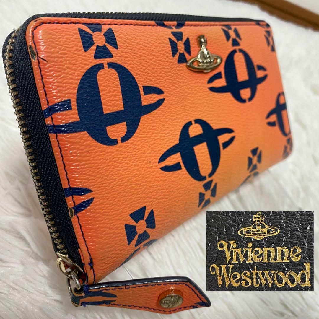 希少 美品】Vivienne Westwood オーブ ロゴ 総柄 長財布-