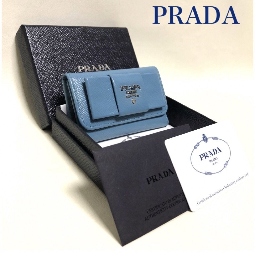 PRADA(プラダ)のPRADA プラダ サフィアーノ リボン レザーキーケース(Gカードあり) レディースのファッション小物(キーケース)の商品写真