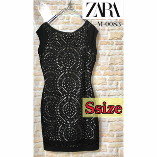 ザラ(ZARA)のZARA 袖なしデザインミニワンピース Sサイズ ブラック 美品フォロー割引あり(ミニワンピース)