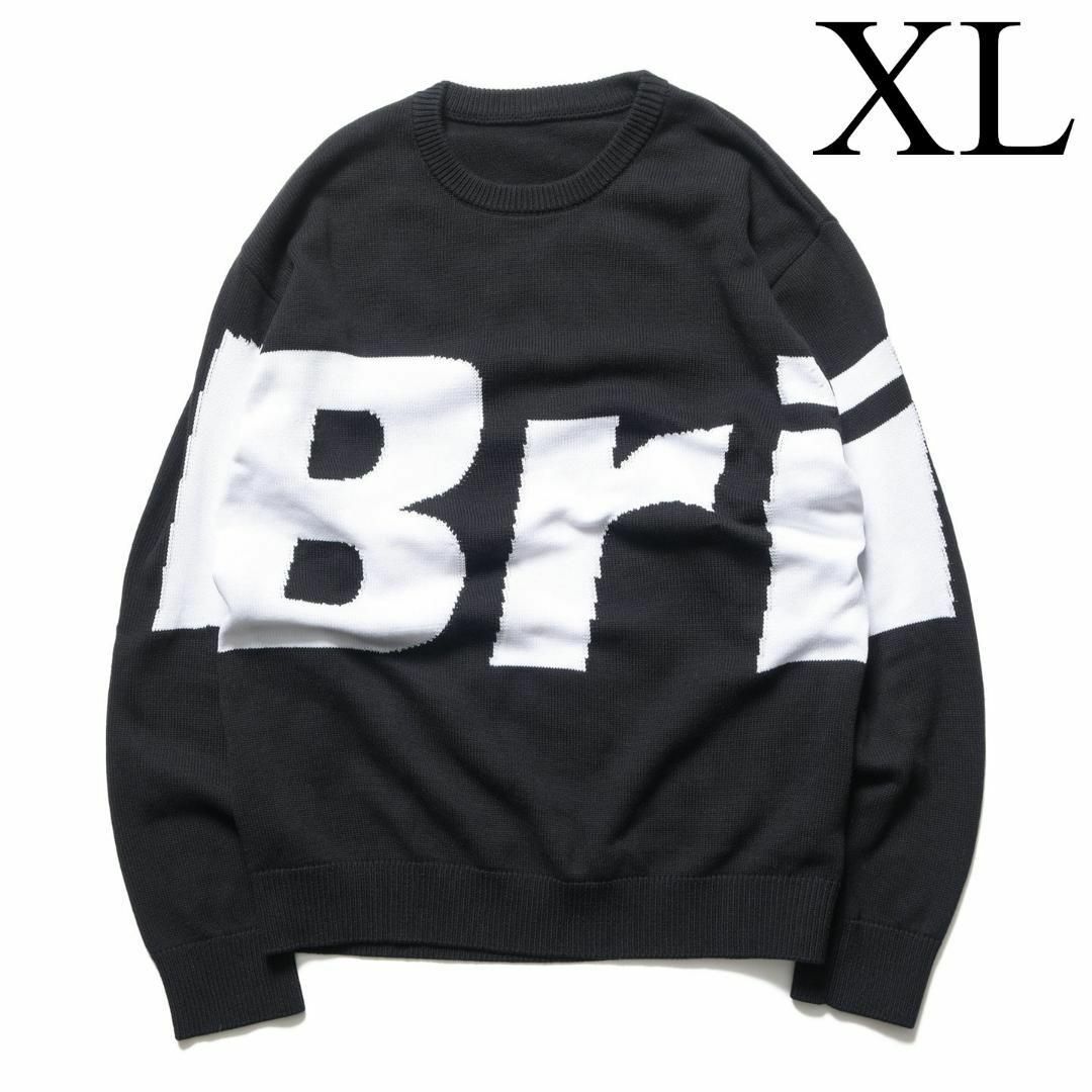 XL FCRB 23AW BIG LOGO CREWNECK KNIT 黒 - ニット/セーター