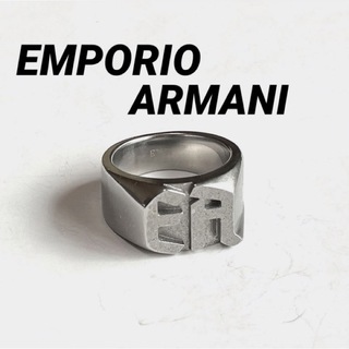 EMPORIO ARMANI エンポリオアルマーニ ロゴ刻印 カットデザイン リング 指輪 シルバー 7号
