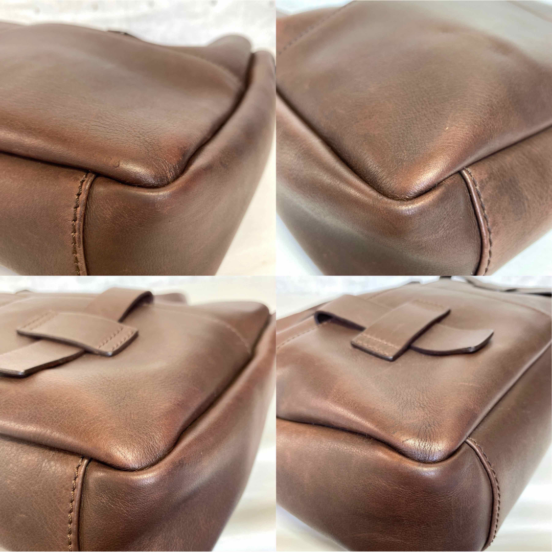 MAURO GOVERNA】ダークブラウン レザー シルバー金具 ハンドバッグ-