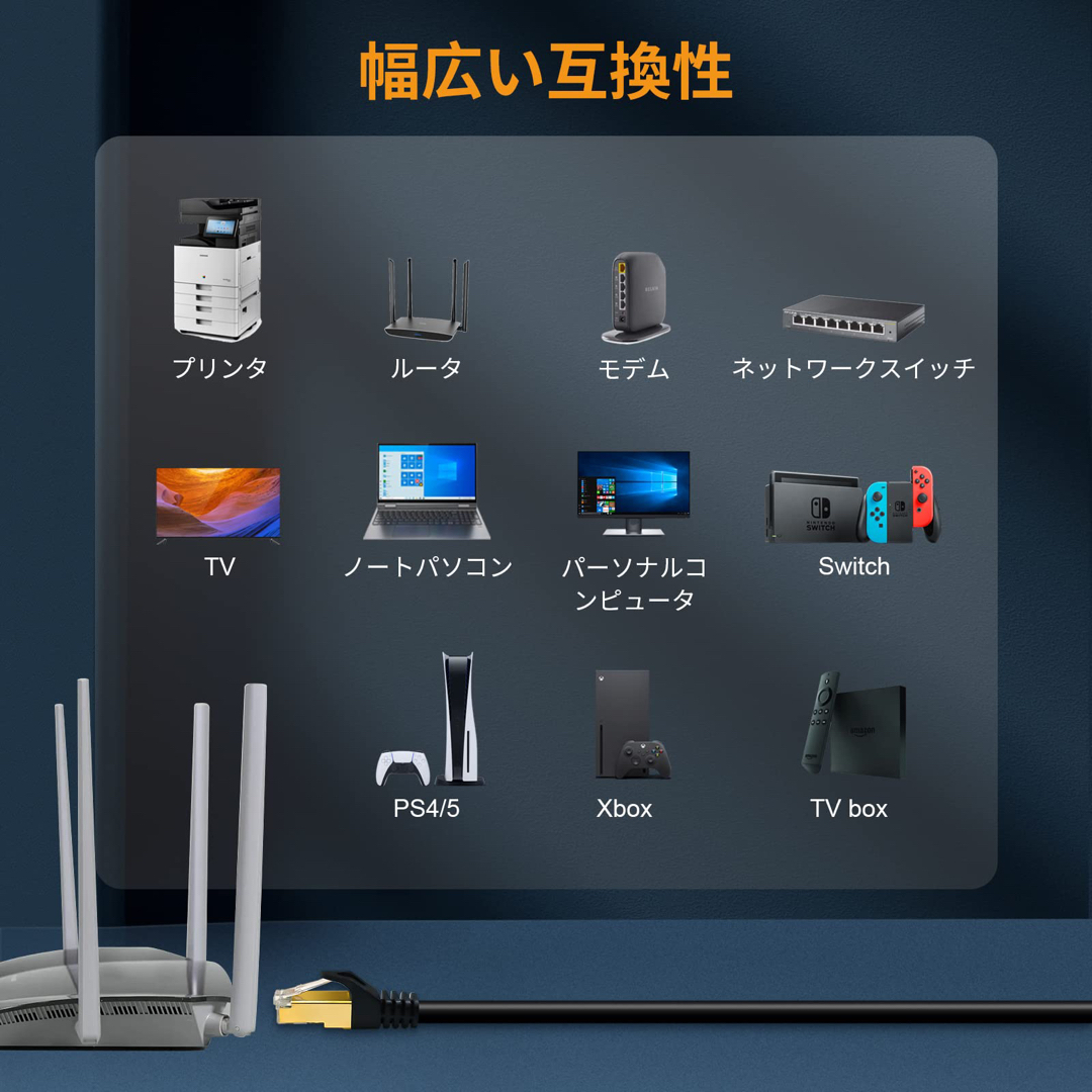 LANケーブル CAT7 8M RJ45 高速 10Gbps ギガビット スマホ/家電/カメラのPC/タブレット(その他)の商品写真