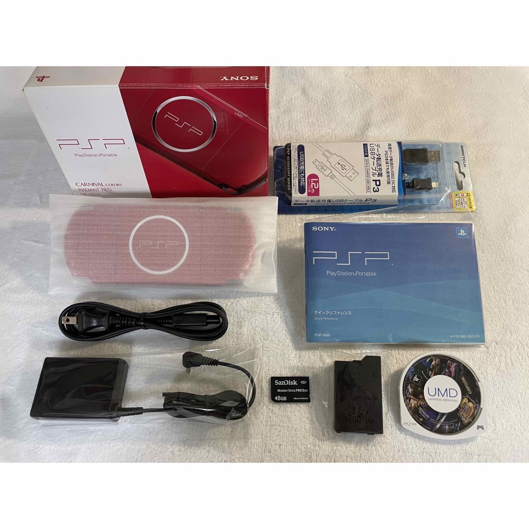 PlayStation Portable(プレイステーションポータブル)の☆新品同様☆ PSP-3000  ラディアントレッド エンタメ/ホビーのゲームソフト/ゲーム機本体(携帯用ゲーム機本体)の商品写真