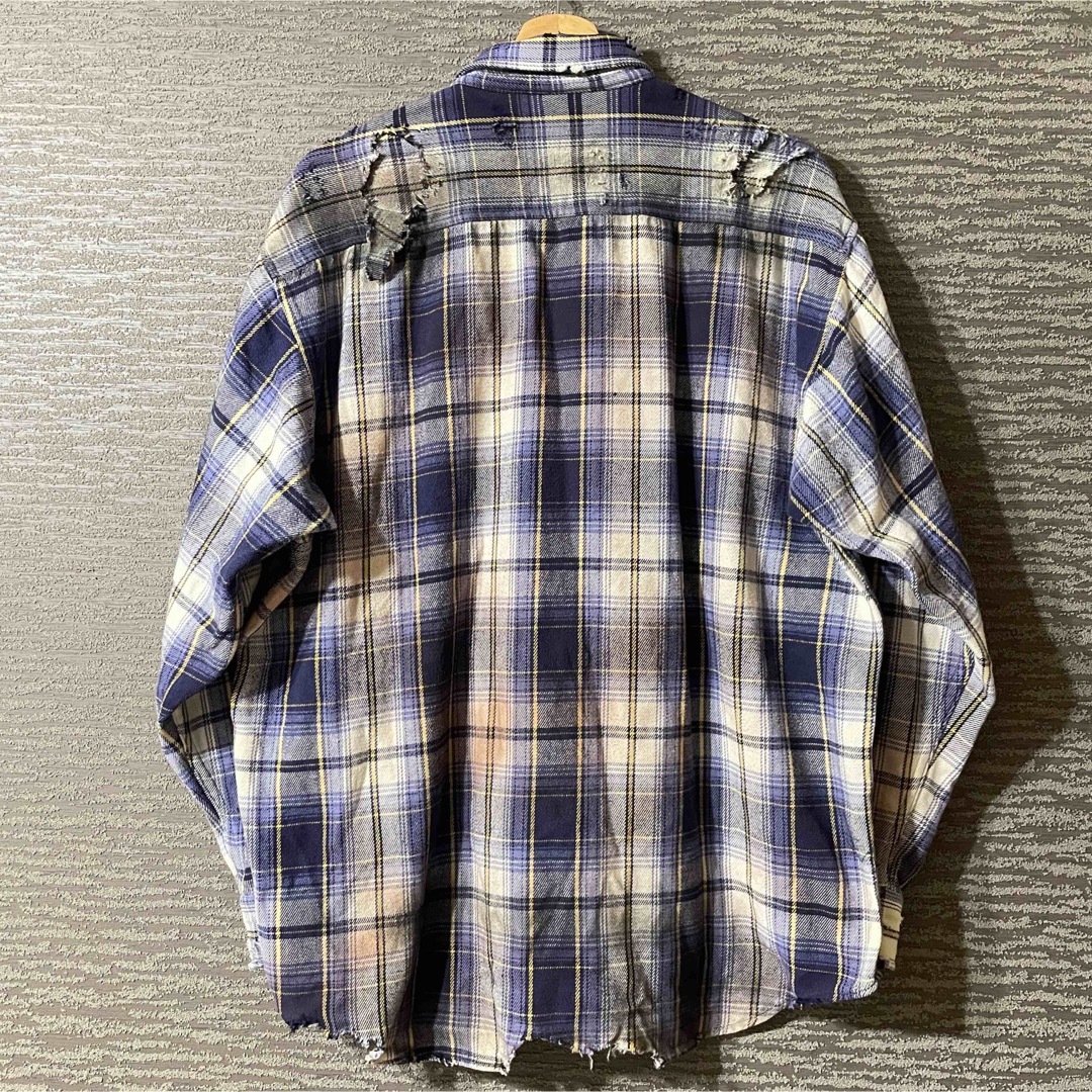 Wrangler - ボロ ネルシャツ ダメージ 古着 クラッシュ ペンキ