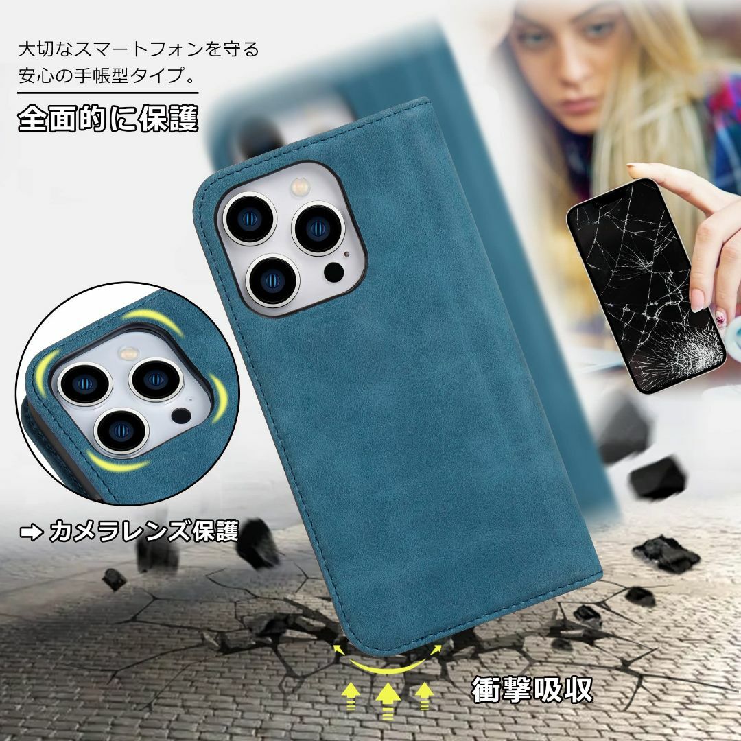 【色:レッド】VISOUL iphone15Pro ケース 手帳型 本革 Mag